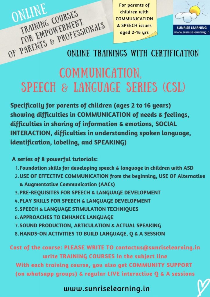 Communication, speech and language series training